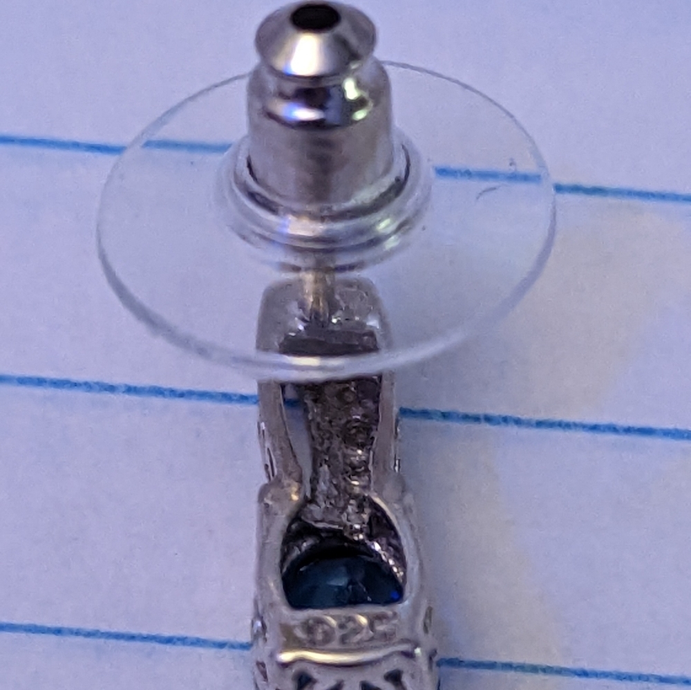 London Blue Topaz Natural Earrings .925 - Picture 4 of 4